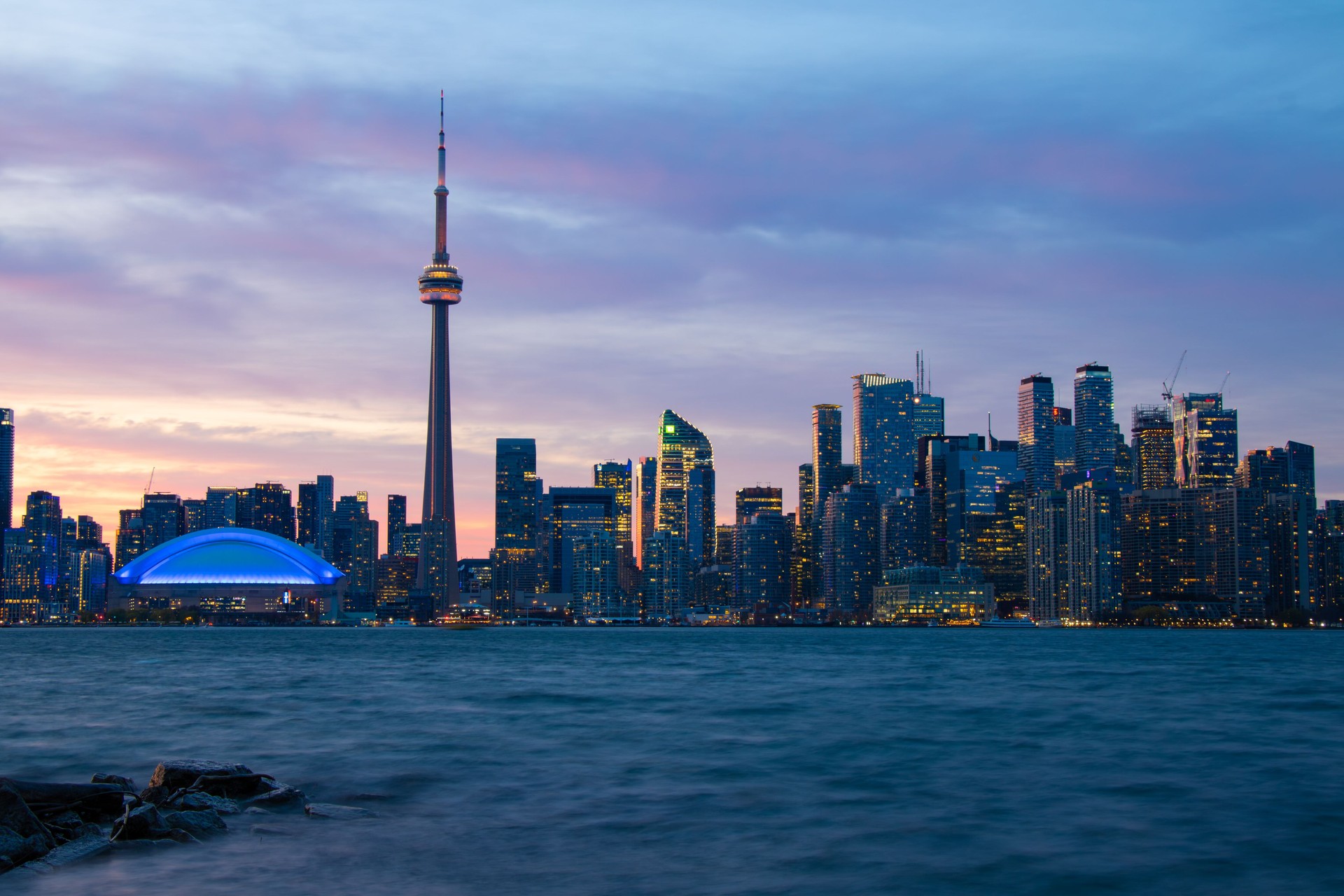 Beautiful Toronto skyline with Ontario lake in Canada